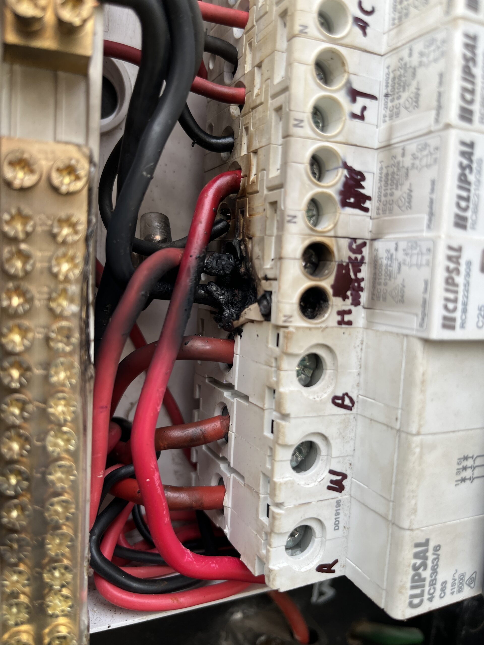 Fault found — burnt busbar / damage