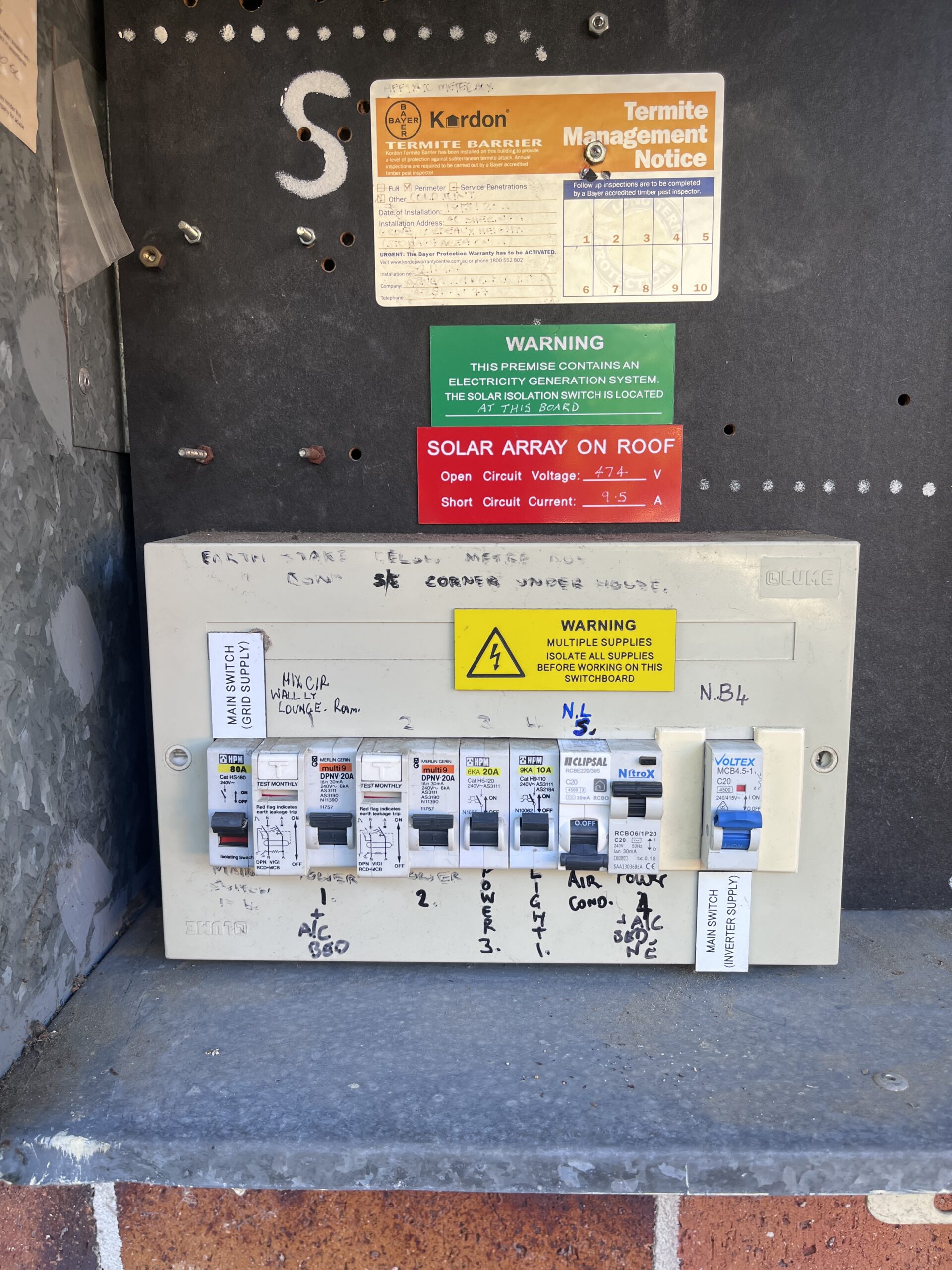 Solar isolation board — labelled